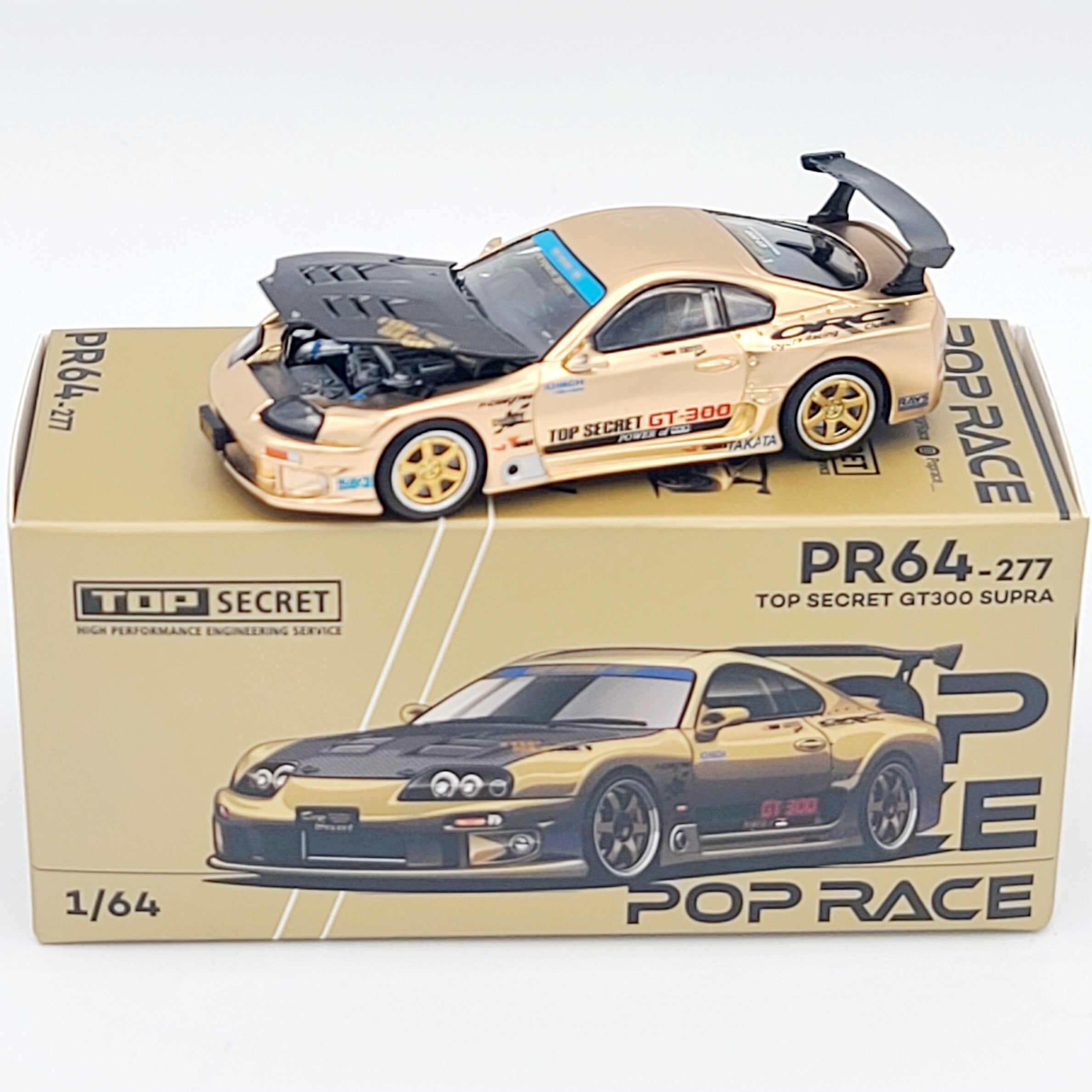 Pop Race Top Secret Toyota GT300 Supra - 1:64, Gold (2025 Limited Edition)